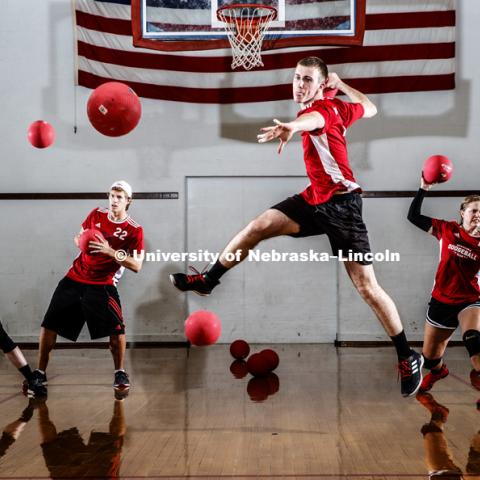 Dodgeball intramural team. October 18, 2018. Photo by Craig Chandler / University Communication.