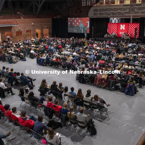 The Charter Week event, “Why Don’t We Get Along? How Huskers Can Change the Future: A Student-led Conversation with Senator Ben Sasse”. February 11, 2019. Photo by Gregory Nathan / University Communication.