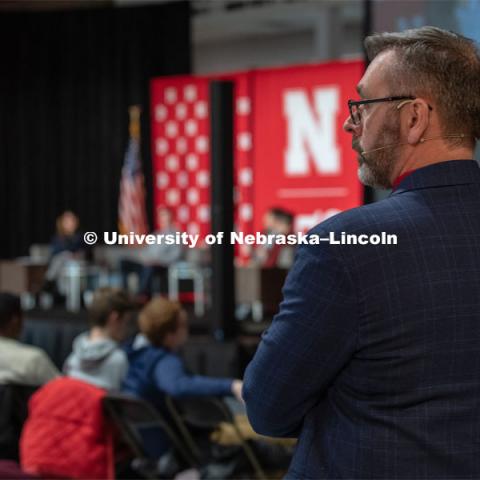 The Charter Week event, “Why Don’t We Get Along? How Huskers Can Change the Future: A Student-led Conversation with Senator Ben Sasse”. February 11, 2019. Photo by Gregory Nathan / University Communication.