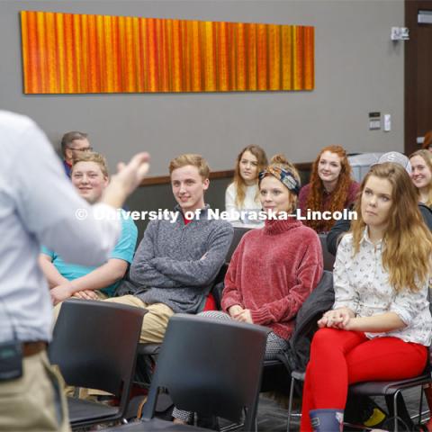 Senator Ben Sasse talks with the Chancellor Scholars Monday afternoon in the Nebraska Union. The Charter Week event, “Why Don’t We Get Along? How Huskers Can Change the Future: A Student-led Conversation with Senator Ben Sasse”. February 11, 2019. Photo by Craig Chandler / University Communication.