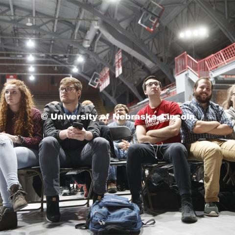 The Charter Week event, “Why Don’t We Get Along? How Huskers Can Change the Future: A Student-led Conversation with Senator Ben Sasse”. February 11, 2019. Photo by Craig Chandler / University Communication.