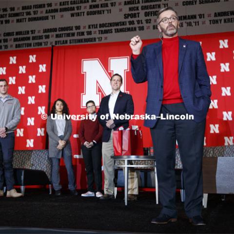 The Charter Week event, “Why Don’t We Get Along? How Huskers Can Change the Future: A Student-led Conversation with Senator Ben Sasse”. February 11, 2019. Photo by Craig Chandler / University Communication.