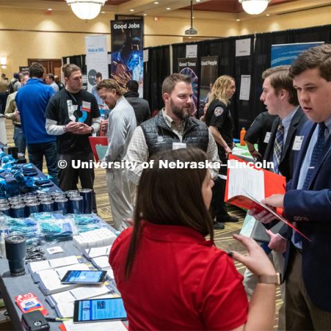 STEM Career Fair (Science, Technology, Engineering, and Math) at Embassy Suites. Sponsored by Career Services. February 12, 2019. Photo by Gregory Nathan / University Communication.