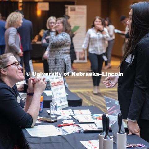 STEM Career Fair (Science, Technology, Engineering, and Math) in Embassy Suites. Sponsored by Career Services. February 12, 2019. Photo by Gregory Nathan / University Communication.