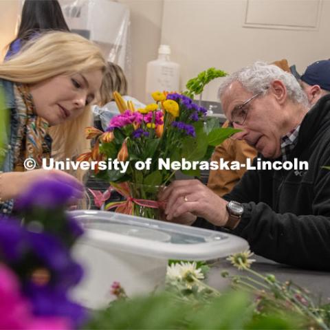 Stacy Adams class, Hort 261- Floral Design 1, in Plant Sciences Hall. Students create floral arrangements. February 26, 2019. Photo by Gregory Nathan / University Communication.