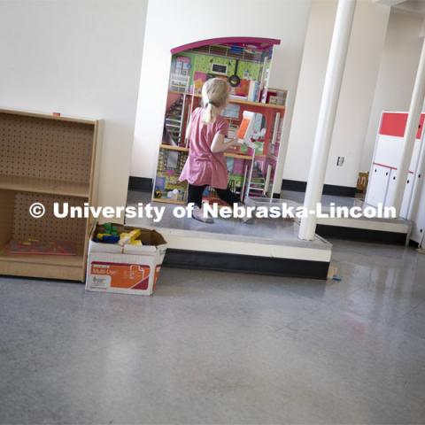 Ruth Staples Child Development Lab student teachers and children work with children at the Malone Center. February 28, 2019. Photo by Craig Chandler / University Communication.