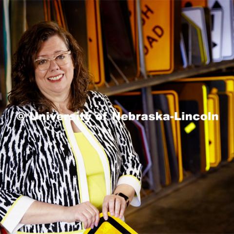 Pam Dingman, county engineer and Nebraska Engineering alum, poses at the county shops. March 12, 2019.  Photo by Craig Chandler / University Communication.