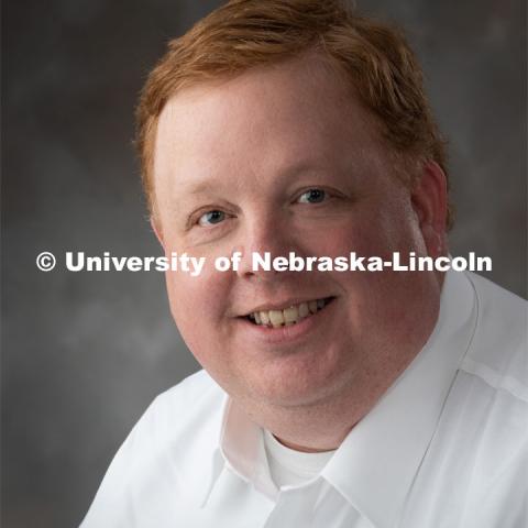 Studio portrait of William Browning, Project Manager for Computer Science and Engineering. March 19, 2019. Photo by Greg Nathan / University Communication.