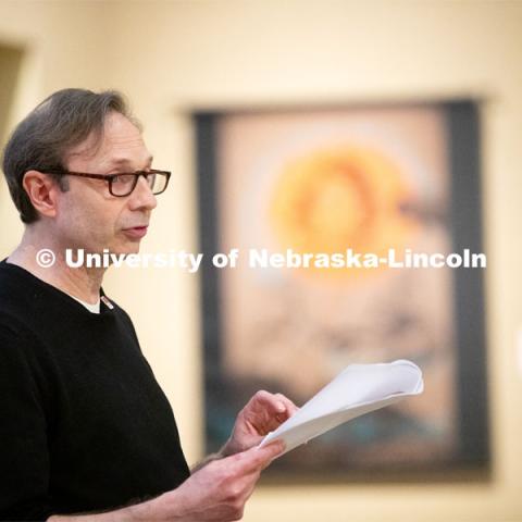 John Sorensen, Grace Abbott scholar, author and friend of the University, presents “Grace and Edith Abbott: Nebraska’s Social Justice Sisters” in the March Nebraska Lectures. March 28, 2019. Photo by Craig Chandler / University Communication.