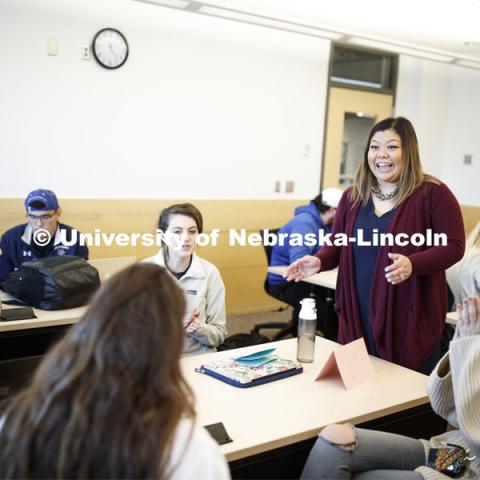 Jemalyn Griffin teaches ADPR 221 - Strategic Writing for Advertising and Public Relations. College of Journalism and Mass Communications classroom photos. April 11 2019. Photo by Craig Chandler / University Communication.