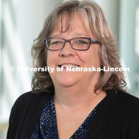 Studio portrait of Shari Daehling, Office Associate at CAPS (Counseling and Psychological Services. May 30, 2019. Photo by Greg Nathan / University Communication.