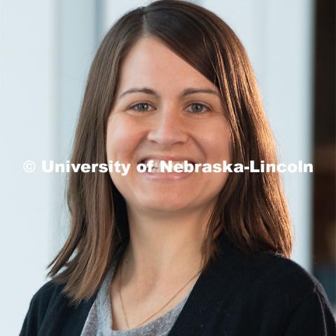 Studio portrait of Katherine Doud, Counselor at CAPS (Counseling and Psychological Services. May 30, 2019. Photo by Greg Nathan / University Communication.