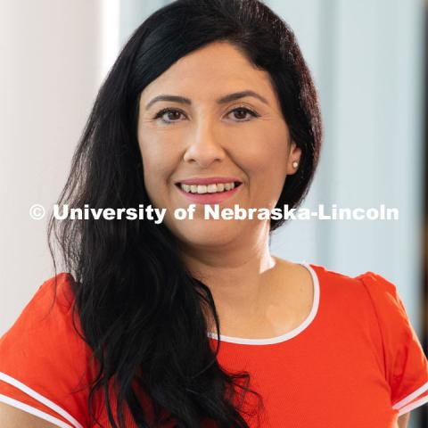 Studio portrait of Anabel Tapia-Marin, Counselor at CAPS (Counseling and Psychological Services. May 30, 2019. Photo by Greg Nathan / University Communication.