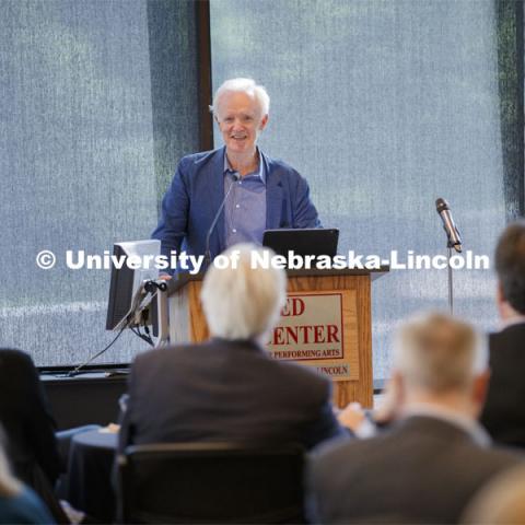 Senator Bob Kerrey speaks to Reinvention Collaborative higher education conference at Lied Commons. June 1, 2019. Photo by Craig Chandler / University Communication.