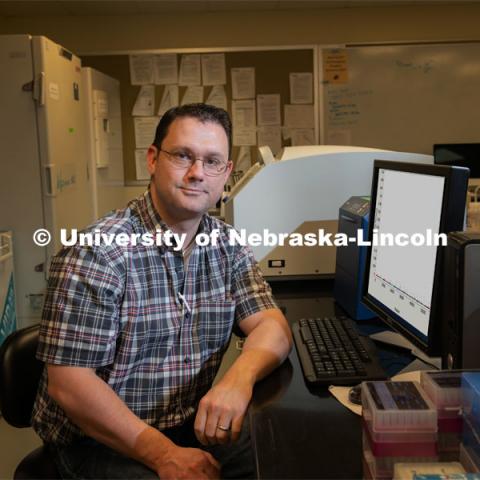 Matt Spangler, professor and beef genetics specialist in the Department of Animal Science at the University of Nebraska– Lincoln. Photo for the 2019 publication of the Strategic Discussions for Nebraska magazine. June 4, 2019, Photo by Gregory Nathan / University Communication.