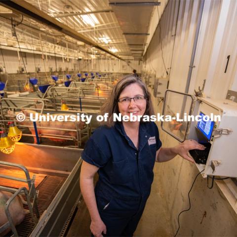 Tami Brown-Brandl, professor in the Department of Biological Systems Engineering at the University of Nebraska–Lincoln, uses an engineering approach to research ways technology can improve production agriculture. Her work is termed “precision animal management” and according to Brown-Brandl, Nebraska leads the United States in this work. Photo for the 2019 publication of the Strategic Discussions for Nebraska magazine. June 13, 2019, Photo by Gregory Nathan / University Communication.