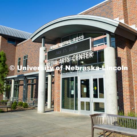 Exterior of the Mary Riepma Ross Media Arts Center. July 17, 2019. Photo by Gregory Nathan / University Communication.