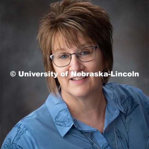 Studio portrait of Deb Dewald, Personnel Generalist for Animal Science. July 30, 2019. Photo by Greg Nathan, University Communication.