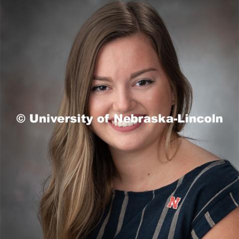 Studio portrait of Makenna Pardee, Office Associate for Food Science and Technology. August 19, 2019. Photo by Greg Nathan / University Communication.