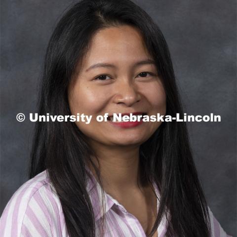 Studio portrait of Yawen Guan, Assistant Professor, Statistics. New Faculty. August 21, 2019. Photo by Greg Nathan / University Communication Photography.