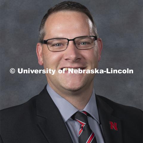 Studio portrait of Tim Hodges, Executive Director, Clifton Strengths Institute, College of Business. New Faculty. August 21, 2019. Photo by Greg Nathan / University Communication Photography.