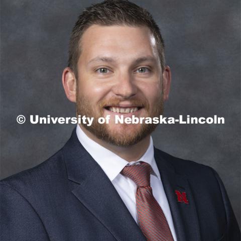 Studio portrait of Eric Markvicka, Assistant Professor, Mechanical and Materials Engineering. New Faculty. August 21, 2019. Photo by Greg Nathan / University Communication Photography.