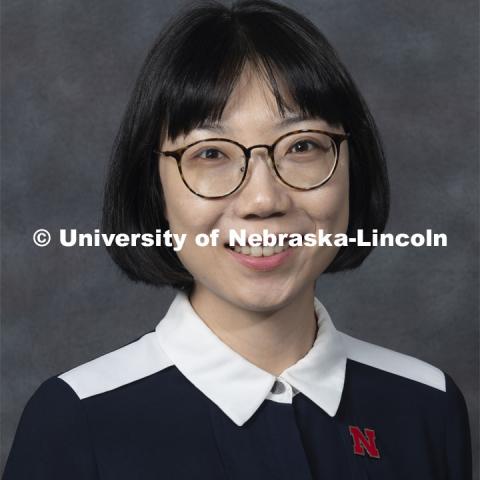 Studio portrait of HyeonJin Yoon, Research Assistant Professor, Nebraska Center for Research on Children, Youth, Families and Schools. New Faculty. August 21, 2019. Photo by Greg Nathan / University Communication Photography.