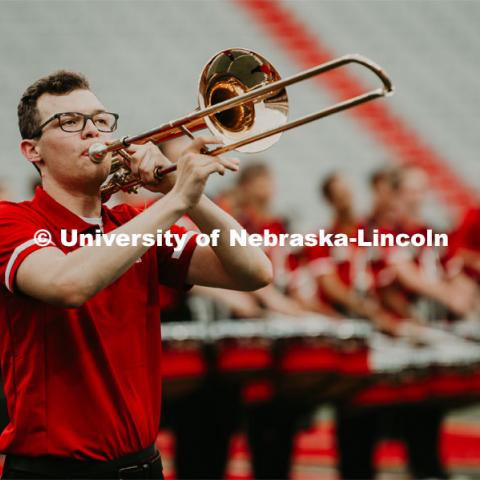 Big Red Welcome week featured the Cornhusker Marching Band Exhibition where they showed highlights of what the band has been working on during their pre-season Band Camp, including their famous “drill down”. August 23, 2019. Photo by Justin Mohling / University Communication.