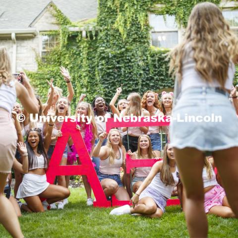 Sorority recruitment Bid Day. August 24, 2019. Photo by Craig Chandler / University Communication.