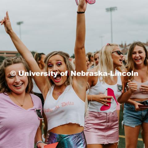 Sorority recruitment Bid Day. August 24, 2019. Photo by Justin Mohling / University Communication.