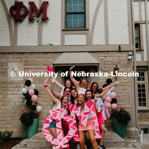 Sorority recruitment Bid Day. August 24, 2019. Photo by Justin Mohling / University Communication.