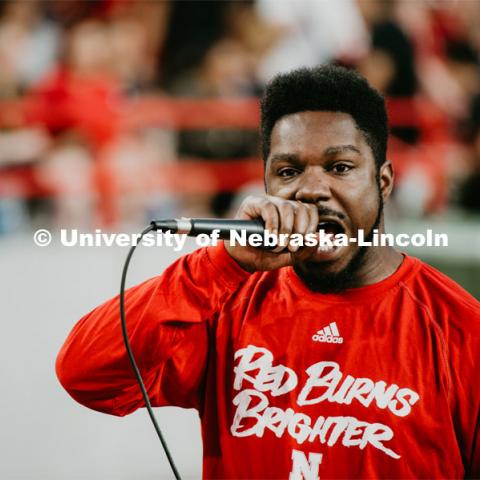 Students got to check out the 2019 Husker Football Team at the Big Red Welcome Boneyard Bash. The first 2500 students got a free slice of Valentino’s pizza, water, and a 2019 Official Boneyard t-shirt. Emceed by D-wayne. August 24, 2019. Photo by Justin Mohling / University Communication.