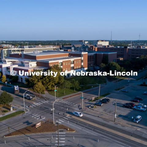 Othmer Hall and area across 17th Street to be built up as part of phase 2 of the college's construction. August 29, 2019. Photo by Craig Chandler / University Communication.