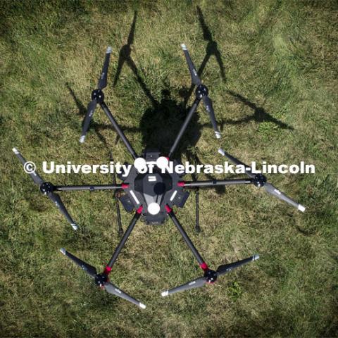 Carrick Detweiler and crew flies the Drone Amplified Ignis drone system which drops ball that ignite to create back burns to fight wildfires. September 6, 2019. Photo by Craig Chandler / University Communication.