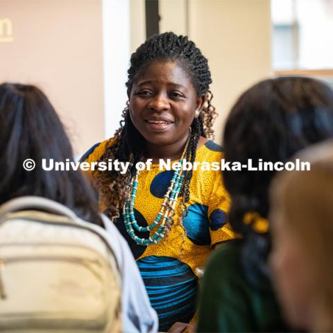 After first coming to Nebraska in summer 2017 for the Mandela Washington Fellowship for Young African Leaders, Margaret Nongo-Okojokwu has returned for a graduate degree in integrated media communications this fall. September 11, 2019. Photo by Gregory Nathan / University Communication.