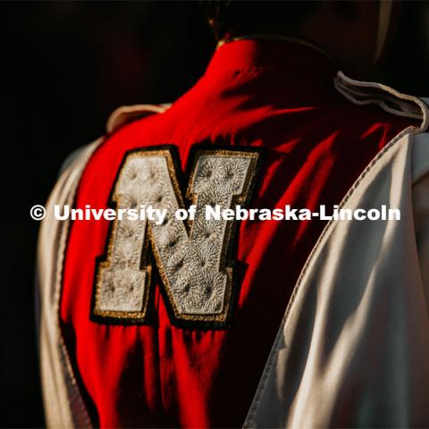 Back of Cornhusker Marching Band uniform. Nebraska vs. Northern Illinois football game. September 14, 2019. Photo by Justin Mohling / University Communication.