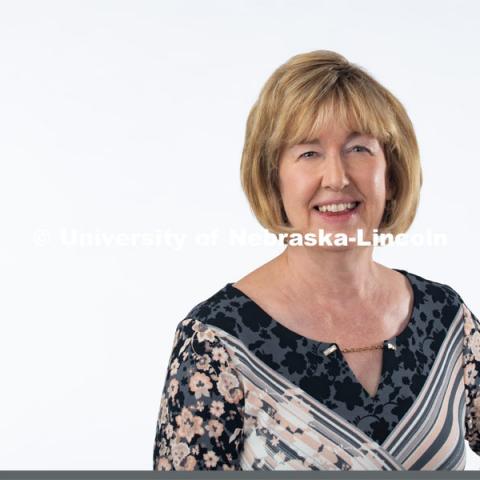 Studio portrait of Laurie Thomas Lee, Professor of Broadcasting for the College of Journalism and Mass Communications. September 16, 2019. Photo by Greg Nathan / University Communication.