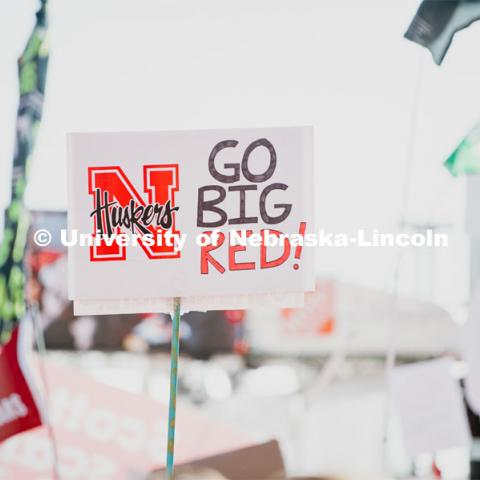 Go Big Red sign. Nebraska vs. Ohio State University football game. September 28, 2019. Photo by Justin Mohling / University Communication.