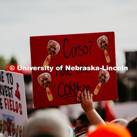 GameDay sign abut anchor Lee Corso. Nebraska vs. Ohio State University football game. September 28, 2019. Photo by Justin Mohling / University Communication.