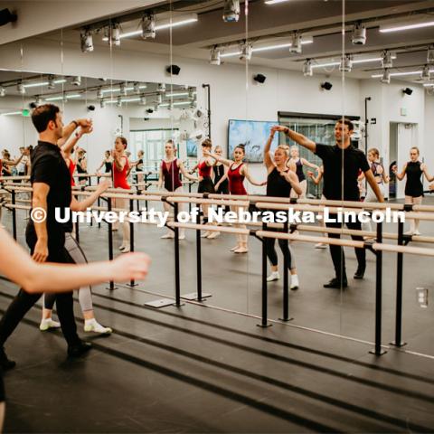 Dance Masters Class in the Johnny Carson Center for Emerging Media Arts dance studios. October 27, 2019. Photo by Justin Mohling / University Communication