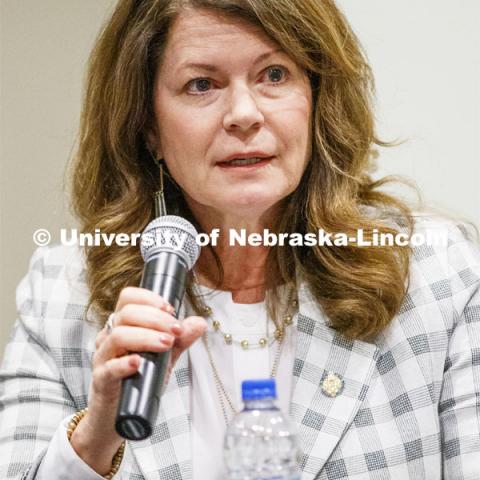 Senator Suzanne Geist. Breaking Through Politics: Meeting in the Middle is a panel discussion by 5 state senators on how they engage in civil discourse while working across the aisle. November 19, 2019. Photo by Craig Chandler / University Communication.