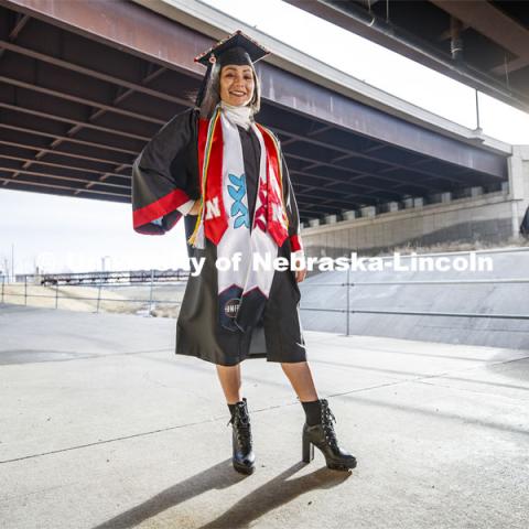 An internship earned as an undergraduate at Nebraska has grown into a full-time job as an assistant bridge engineer with Olsson, a Lincoln-based engineering firm. December 12, 2019. Photo by Craig Chandler / University Communication.