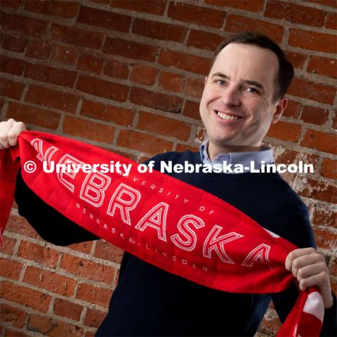 Studio portrait of Eric Rasmussen, UNLcms Service Manager, Office of University Communication. December 19, 2019. Photo by Greg Nathan / University Communication.