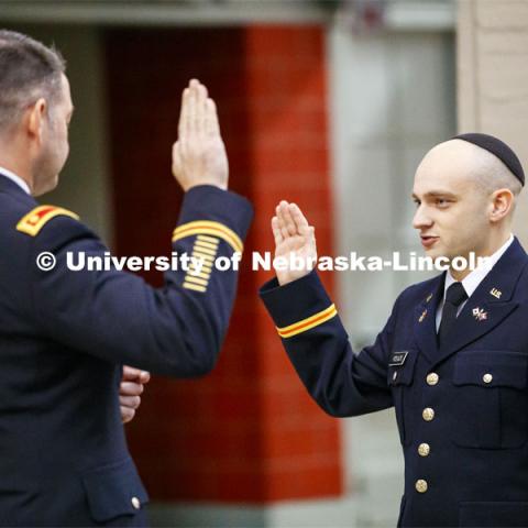 Jared Polack of Omaha was commissioned a second lieutenant in the U.S. Army during a Dec. 20 ceremony in Memorial Stadium. December 20, 2019. Photo by Craig Chandler / University Communication.