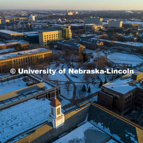 Early morning light on a snowy cold day. January 21, 2020. Photo by Craig Chandler / University Communication.