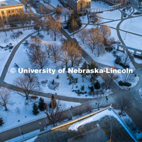 Early morning light on a snowy cold day. January 21, 2020. Photo by Craig Chandler / University Communication.