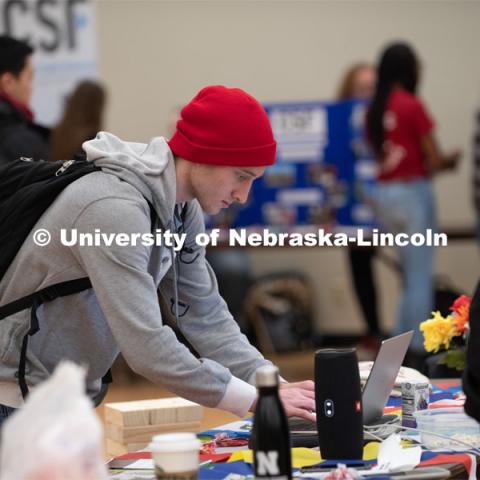 Student Organizations host the RSO Club Fair Springfest at the Nebraska Union. This event is a great opportunity for Recognized Student Organizations (RSOs) to recruit new members and highlight the organization’s activities. January 28, 2020. Photo by Gregory Nathan / University Communication.