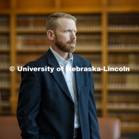 Anthony Schutz, Nebraska Law professor researching water rights. January 31, 2020. Photo by Craig Chandler / University Communication.