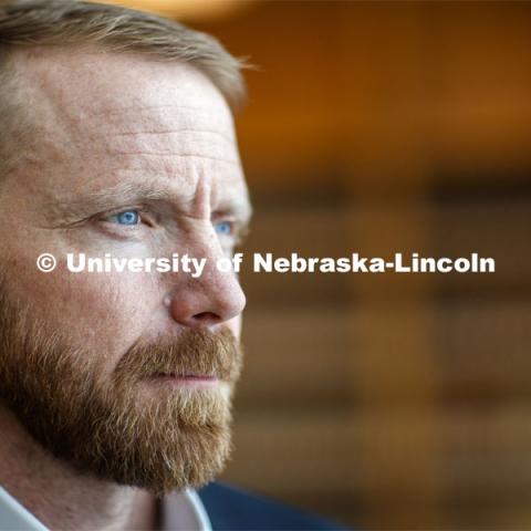 Anthony Schutz, Nebraska Law professor researching water rights. January 31, 2020. Photo by Craig Chandler / University Communication.