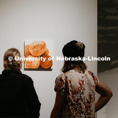 Students exhibit their art in the Richards Hall art gallery. February 7, 2020. Photo by Justin Mohling / University Communication.